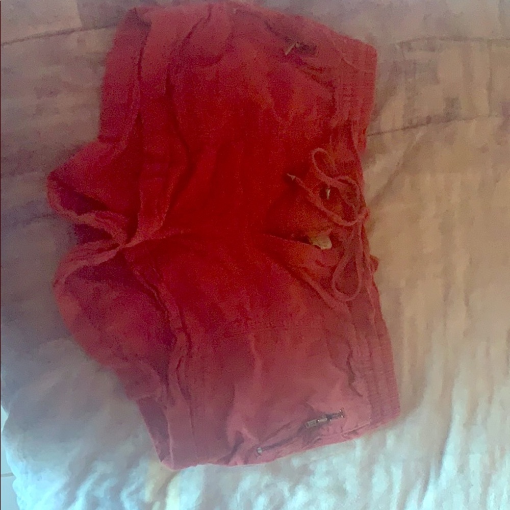 Red short short.